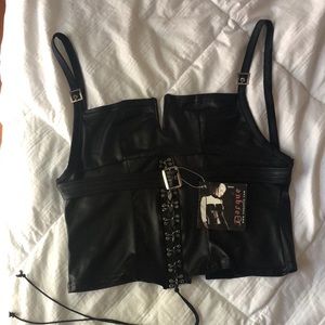 Pleather wet bustier -black size small